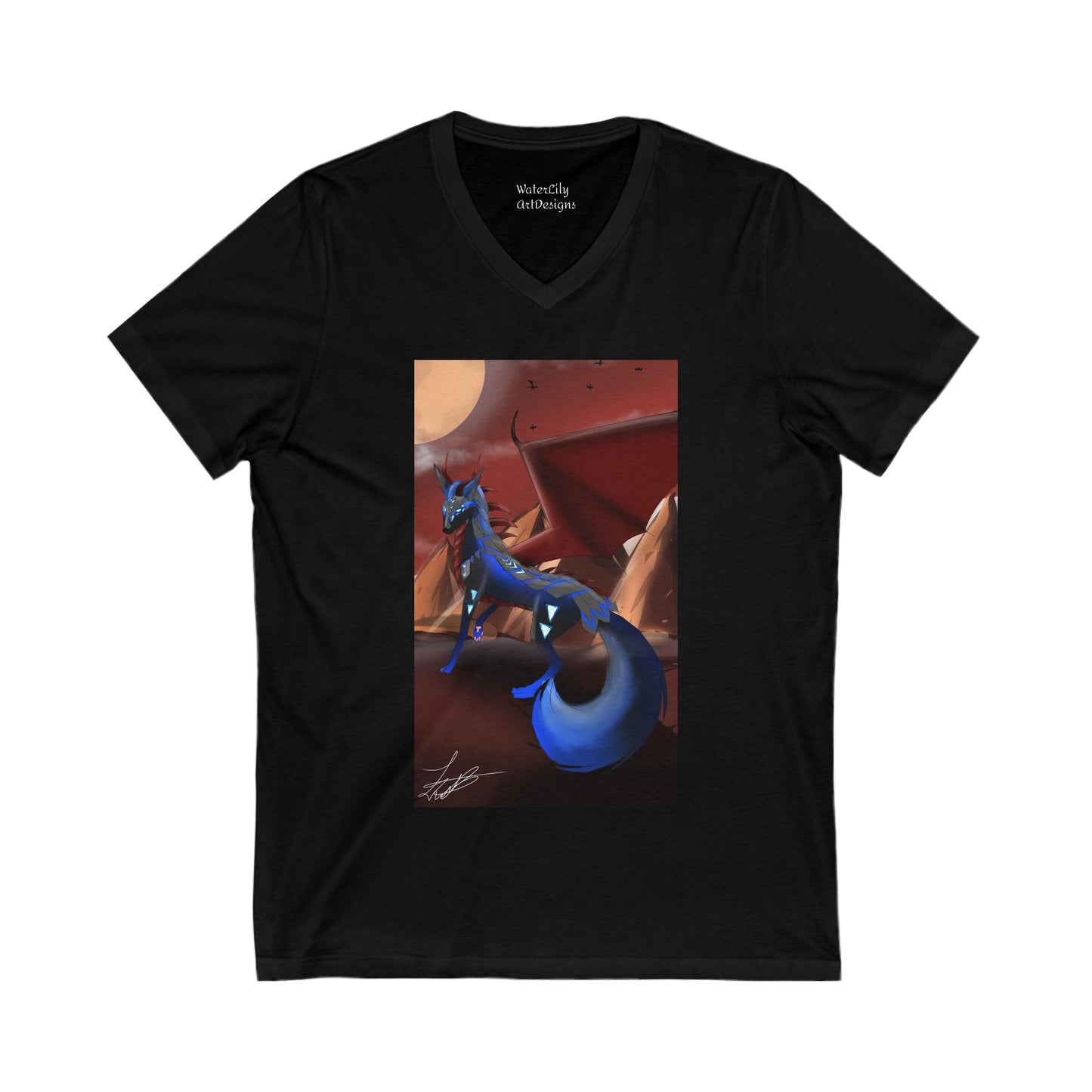 Ace Character Fantasy Fox Art V-Neck Tee - Unisex Graphic T-Shirt