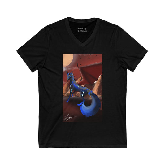 Ace Character Fantasy Fox Art V-Neck Tee - Unisex Graphic T-Shirt